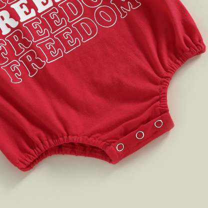 Baby Boy/Girl Red Freedom Letter Print Short Sleeve Bodysuit