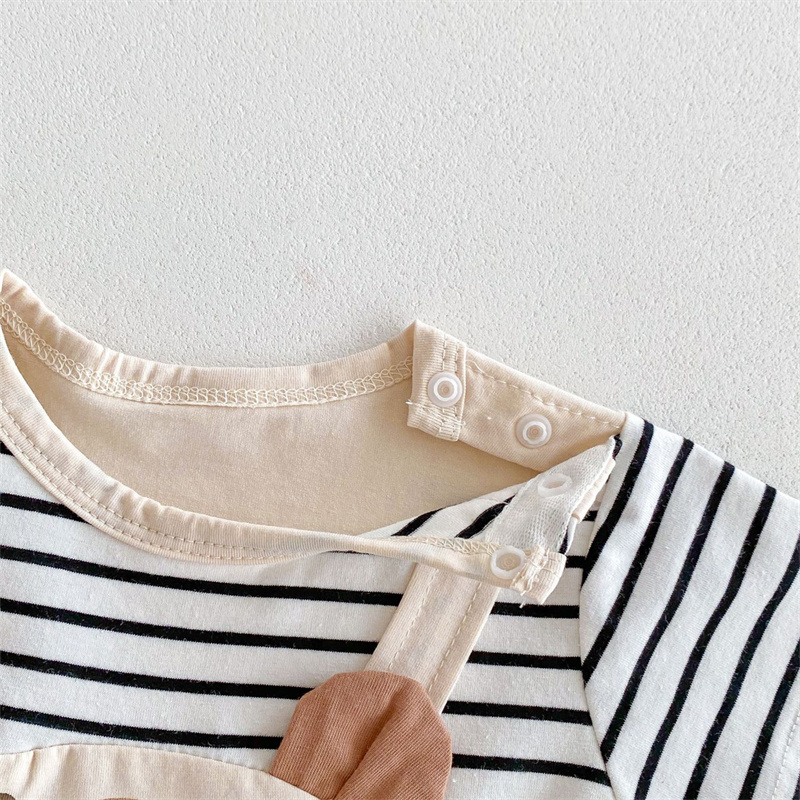 Baby Boy/Girl Cute Bear Stripe Short Sleeve Romper