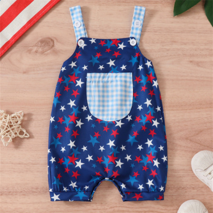 Baby Girl Independence Day Flower/Ice-cream/Star Sling Sleeveless Bodysuit