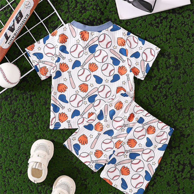 2pcs Baby Boy Cute Baseball T-shirt with Pant Set