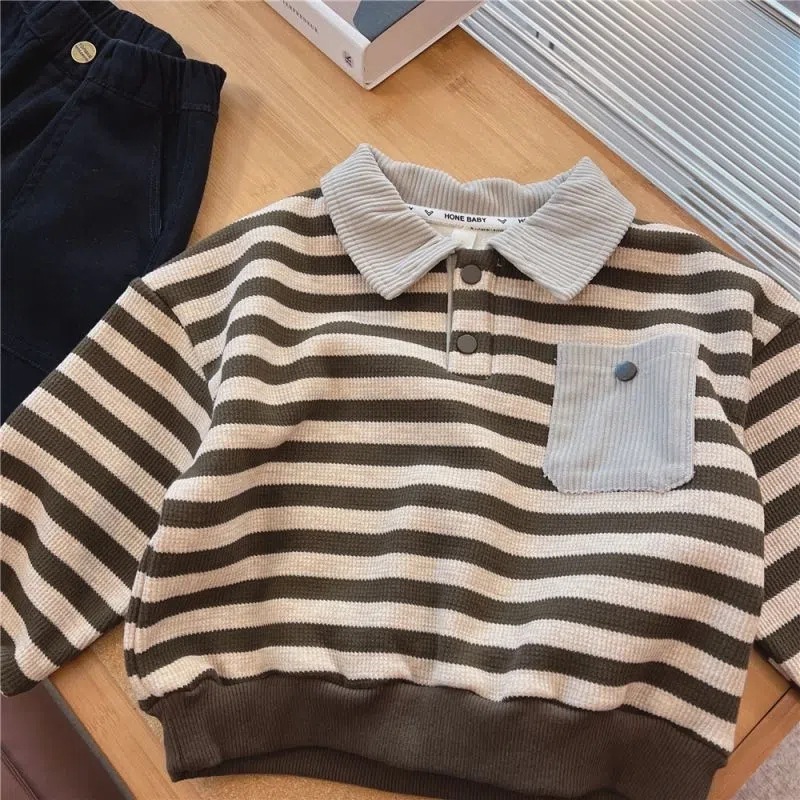 Baby Stripe One Piece Fleece Polo Shirt
