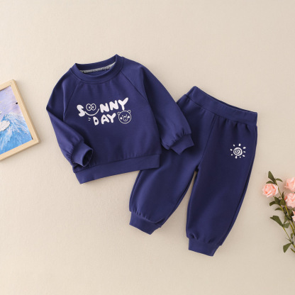 2pcs Baby Cartoon Alphabet Casual Set