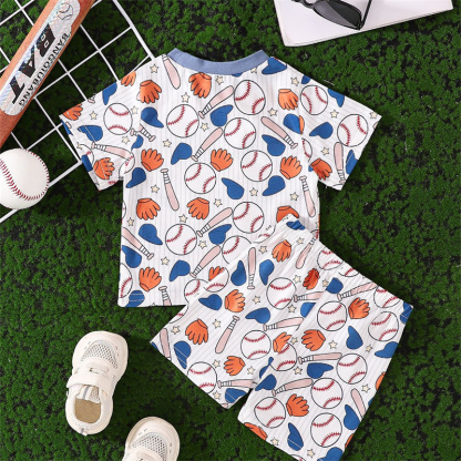 2pcs Baby Boy Cute Baseball T-shirt with Pant Set