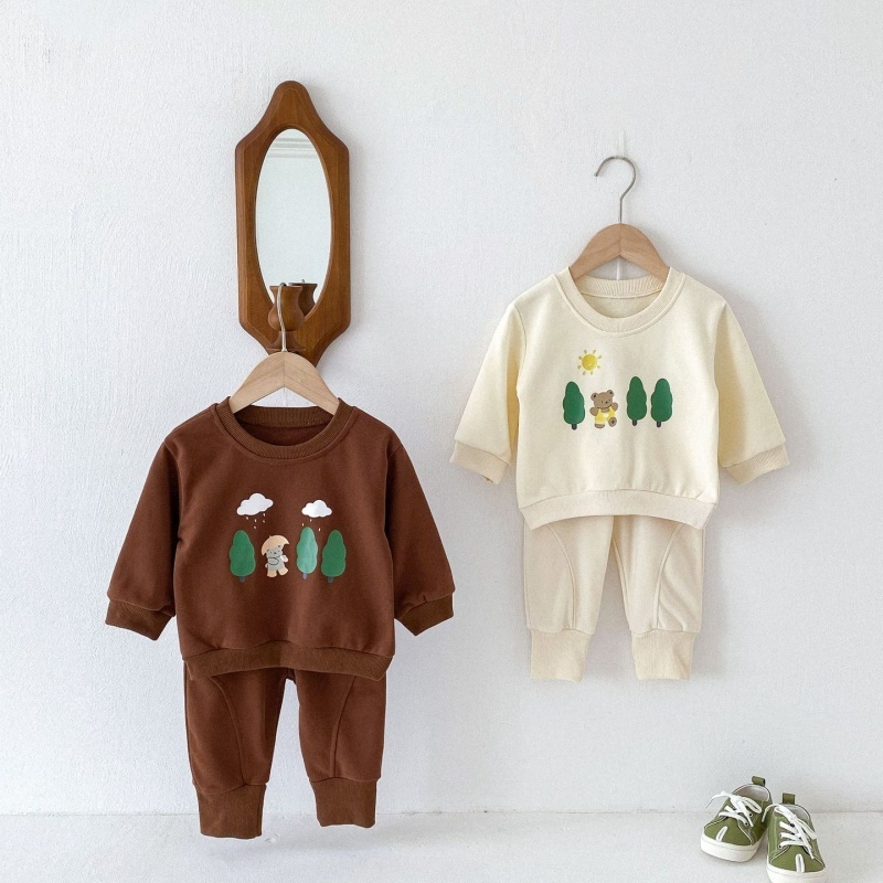 2pcs Baby Girl/Boy Great Bear Tree Sweatshirt Long Sleeve Set
