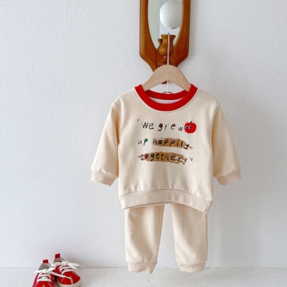 2pcs Baby Girl/Boy Apple Letters Long Sleeve Set
