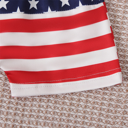 2pcs Baby Boy American Independence Day Red T-shirt with Pant Set
