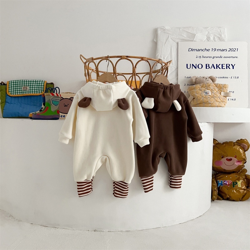 Baby Girl/Boy Cute Bear Ears Hoodie Long Sleeve Romper
