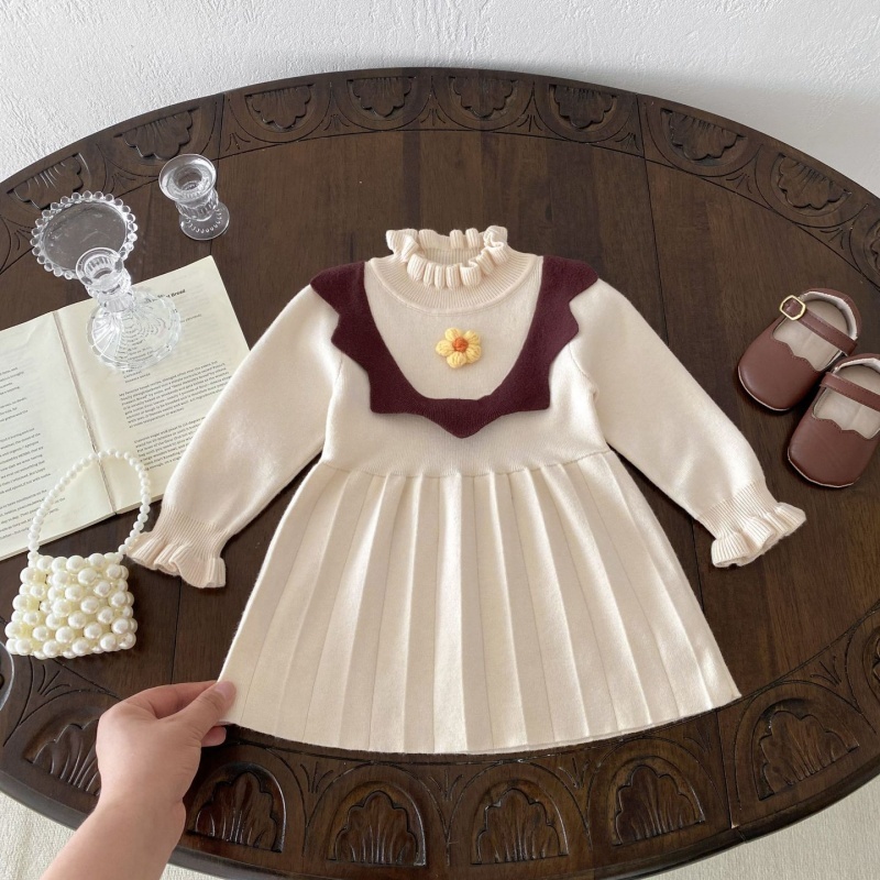 Baby Girl Knitted Flower Long Sleeve Dress