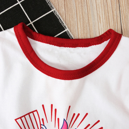 2pcs Baby Girl American Independence Day Unicorn Stripe Sleeveless T-shirt with Pant Set