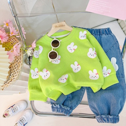 2pcs Baby Girl/Boy Full-print Bunny Long Sleeve Set
