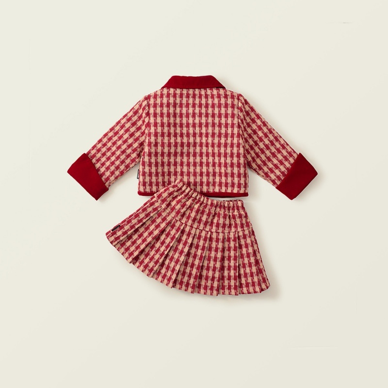 Baby Girl Sandwich Cotton Thickened Plaid Bow Set