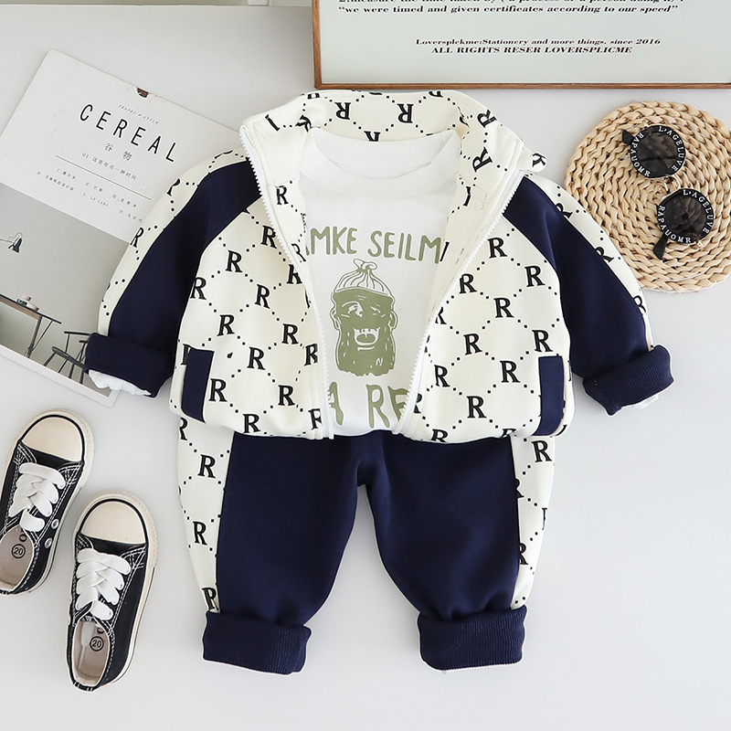 3pcs Baby Boy Long Sleeve Colour Blocking Casual Set