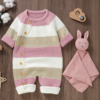 Baby Girl/Boy Knit Stripes Long Sleeve Romper