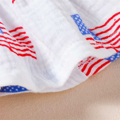 Baby Girl American Independence Day Manchurian Flag Sleeveless Bodysuit