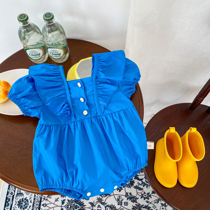 Baby Girl Lace Sleeve Flower Button Bodysuit