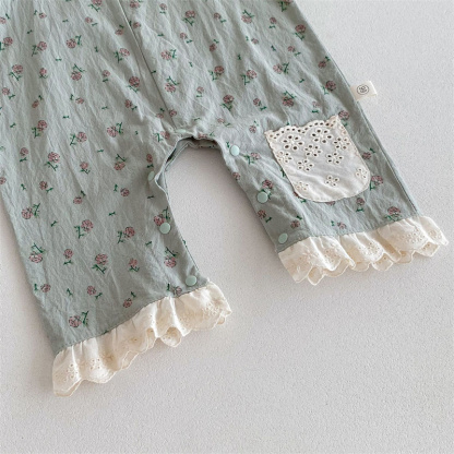 Baby Girl Floral Halter Back Pants Sleeveless Romper+T-shirt 2pcs set