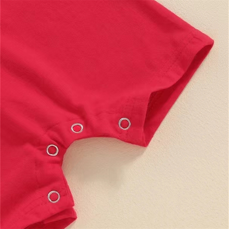 Baby Boys Embroidered Independence Day Alphabet USA Short Sleeve Rromper