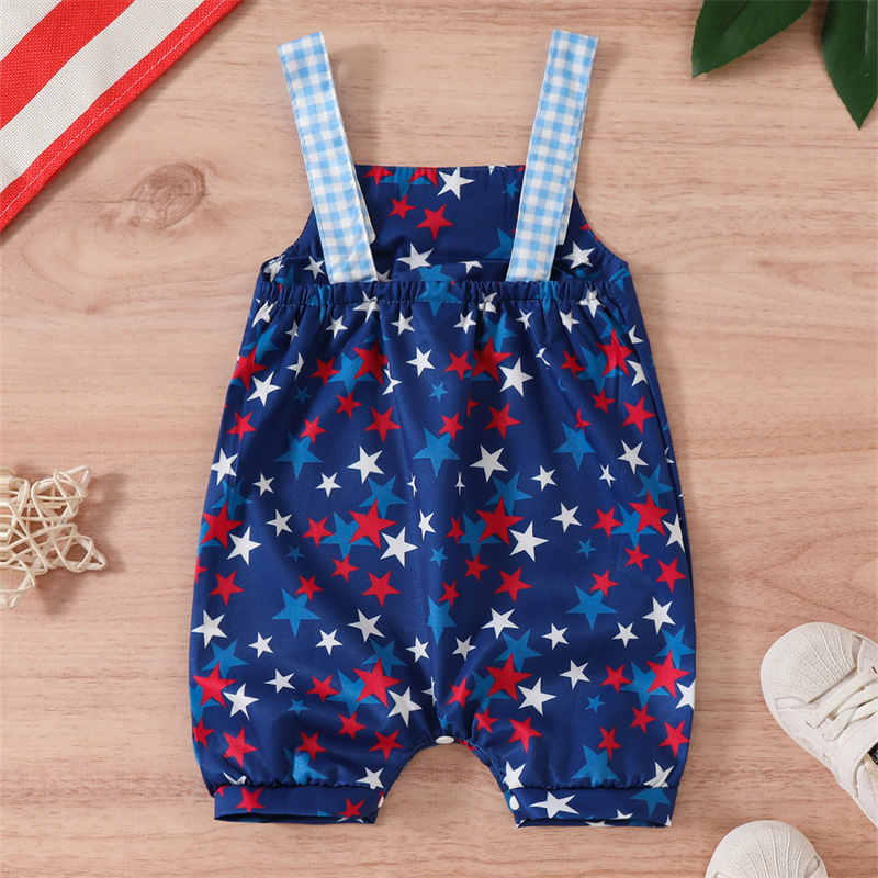 Baby Girl Independence Day Flower/Ice-cream/Star Sling Sleeveless Bodysuit