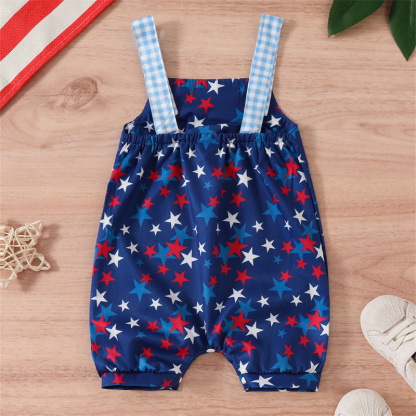 Baby Girl Independence Day Flower/Ice-cream/Star Sling Sleeveless Bodysuit