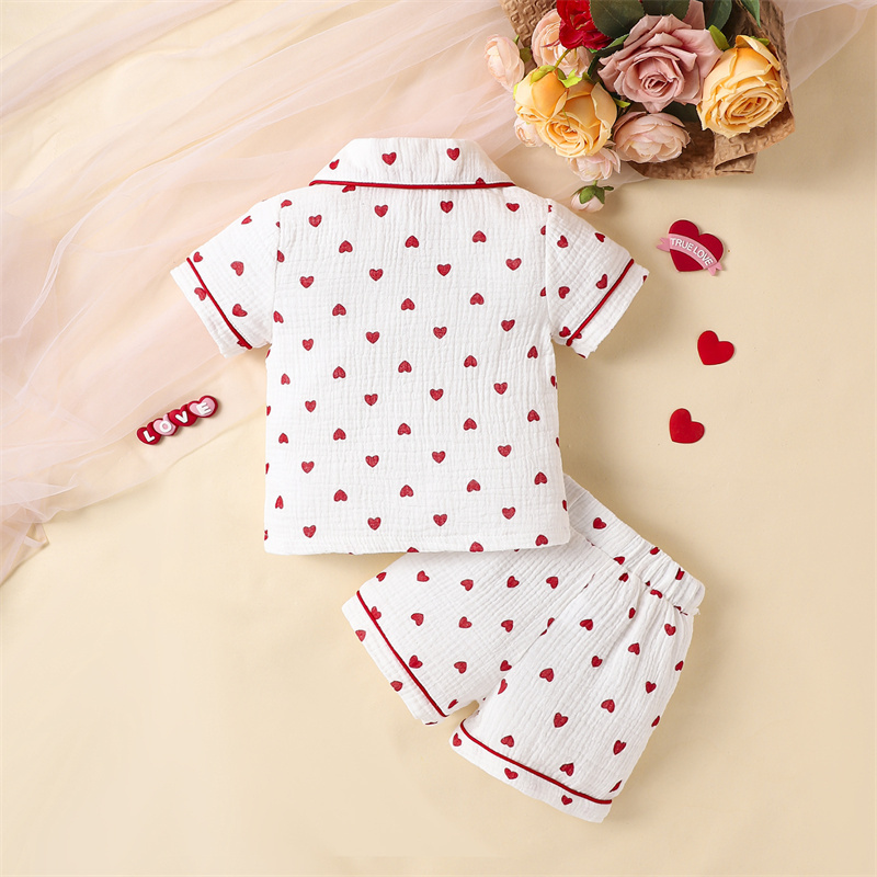 2pcs Baby Girl/Boy Red Heart Cute T-shirt with Pant Set