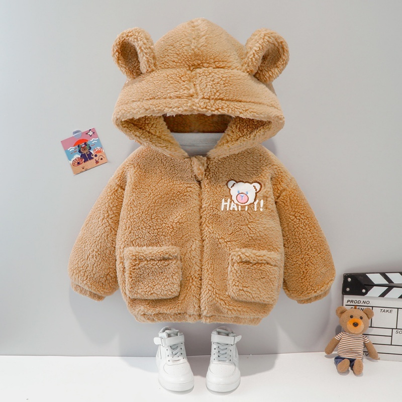 Baby Cute Bear Hooded Thickened Plush Top