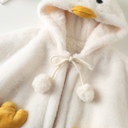 Baby Girl Padded and ThickenedCartoon Duck Poncho Top