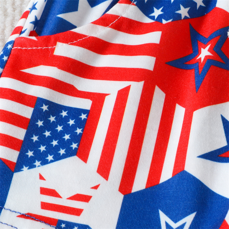 2pcs Baby Boy/Girl Independence Day cap and Letter Print Sleeveless with Pant Set