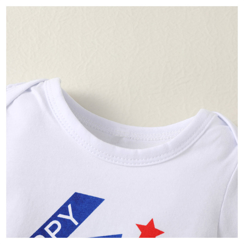 Baby Boy/Girl Independence Day Letter Print Short Sleeve Bodysuit with Pant 2pcs