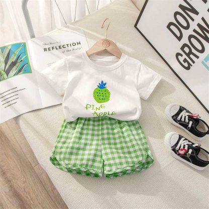 2pcs Baby Girl/Boy Cute Fruit Pattern T-shirt with Pant Set