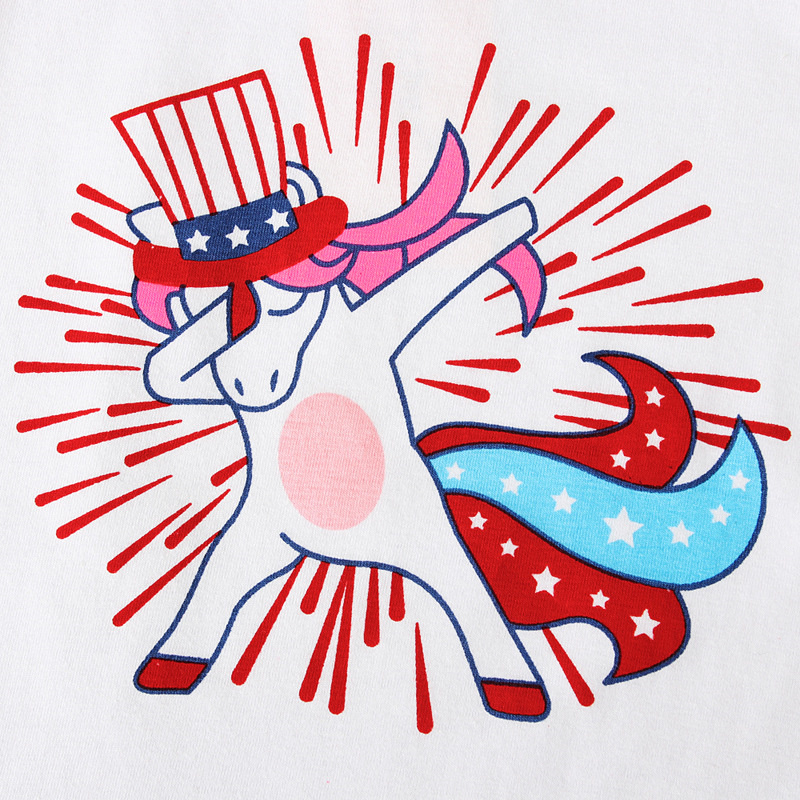 2pcs Baby Girl American Independence Day Unicorn Stripe Sleeveless T-shirt with Pant Set