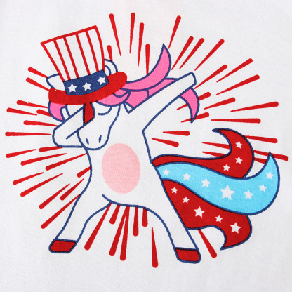 2pcs Baby Girl American Independence Day Unicorn Stripe Sleeveless T-shirt with Pant Set