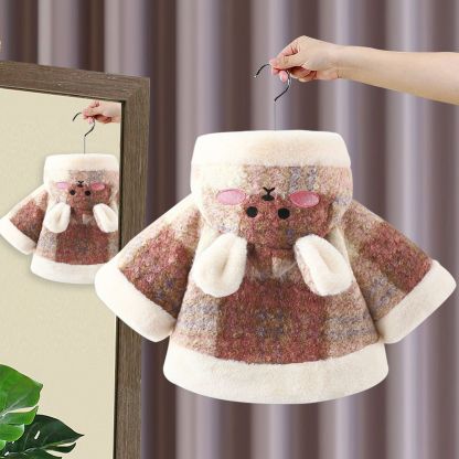 Baby Girl Warm Plaid Hooded Cape