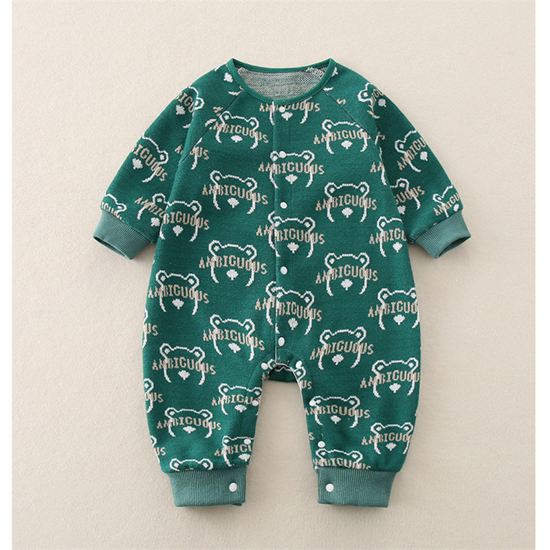 Baby Boy Bear Knit Long Sleeve Romper