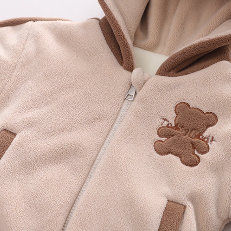2pcs Baby Boy/Girl Bear Thickened Hooded with Bear Bag Set