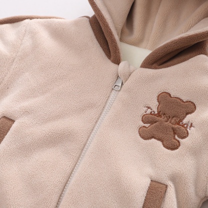 2pcs Baby Boy/Girl Bear Thickened Hooded with Bear Bag Set