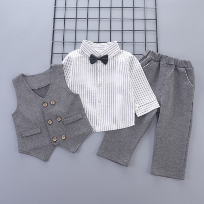 3pcs Baby Boy Bow Tie Vest Suit 