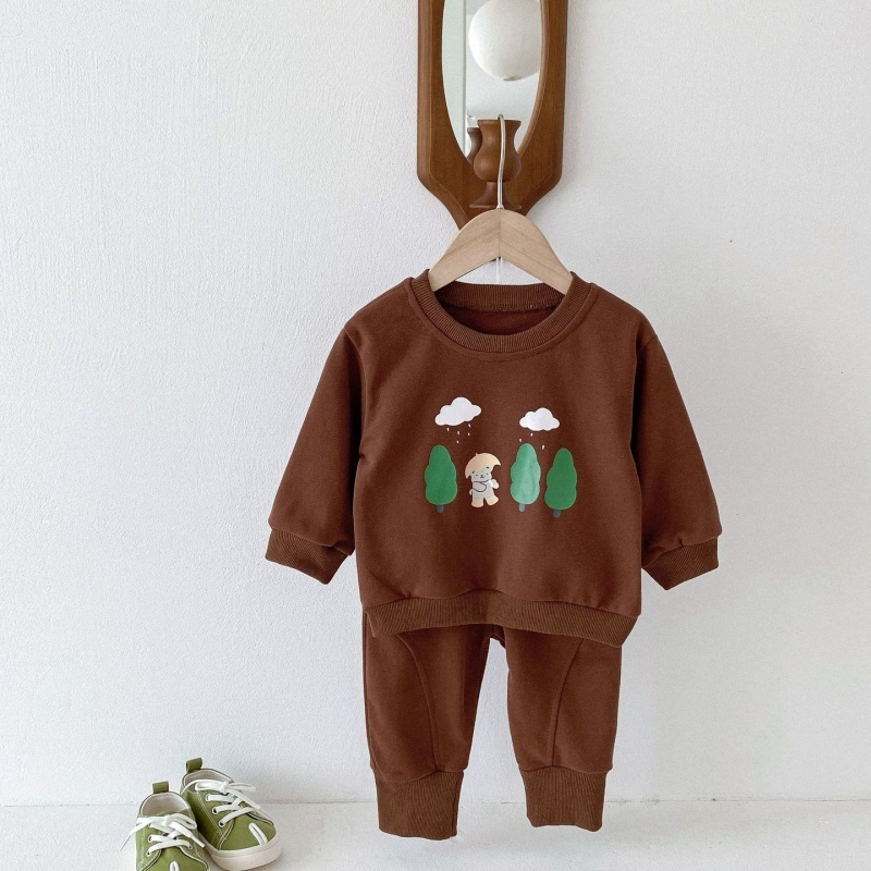 2pcs Baby Girl/Boy Great Bear Tree Sweatshirt Long Sleeve Set