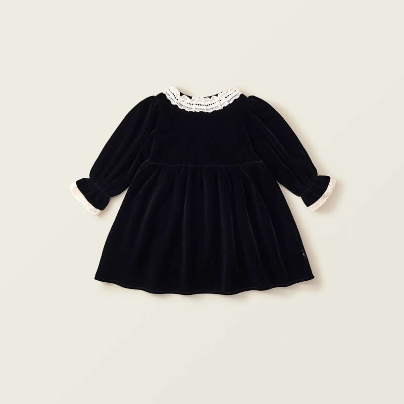 Baby Girl Velvet Padded Lace Lace Princess Dress Long Sleeve Dresses