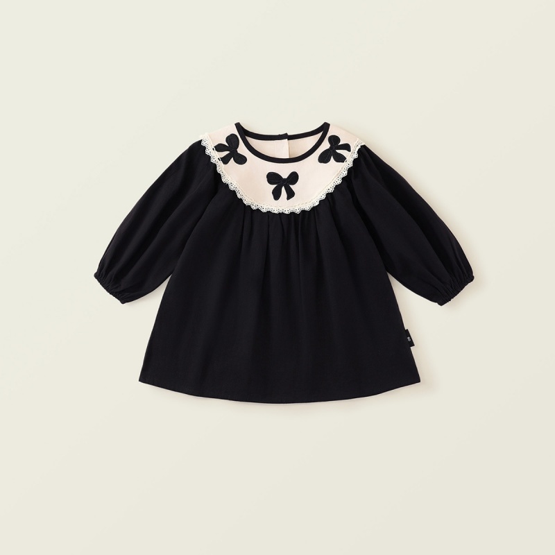 Baby Girl Bow Embroidery Long Sleeve Dress