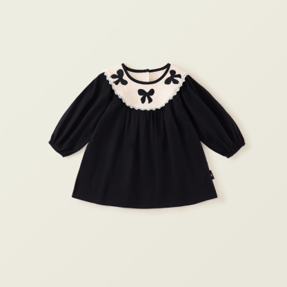 Baby Girl Bow Embroidery Long Sleeve Dress