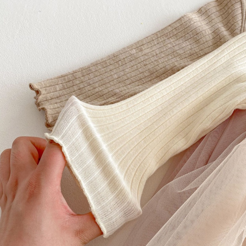 Baby Girl Colour Threaded Wooden Earring Patchwork Long Sleeve Dress