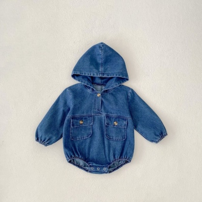 Baby Girl/Boy Cowboy Hooded Double Pocket Long Sleeve Bodysuit