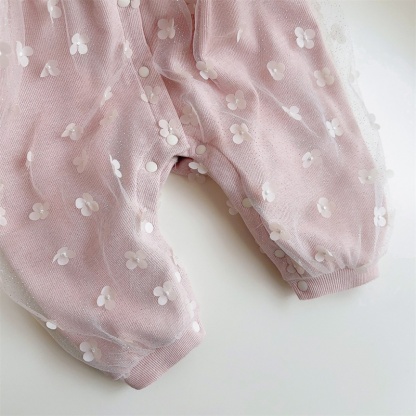 Baby Girl Cute Stereoscopic Flower Long Sleeve Romper