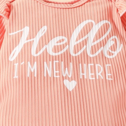 2pcs Baby Girl Cute Alphabetical Flowers Long Sleeve Set With Hairband