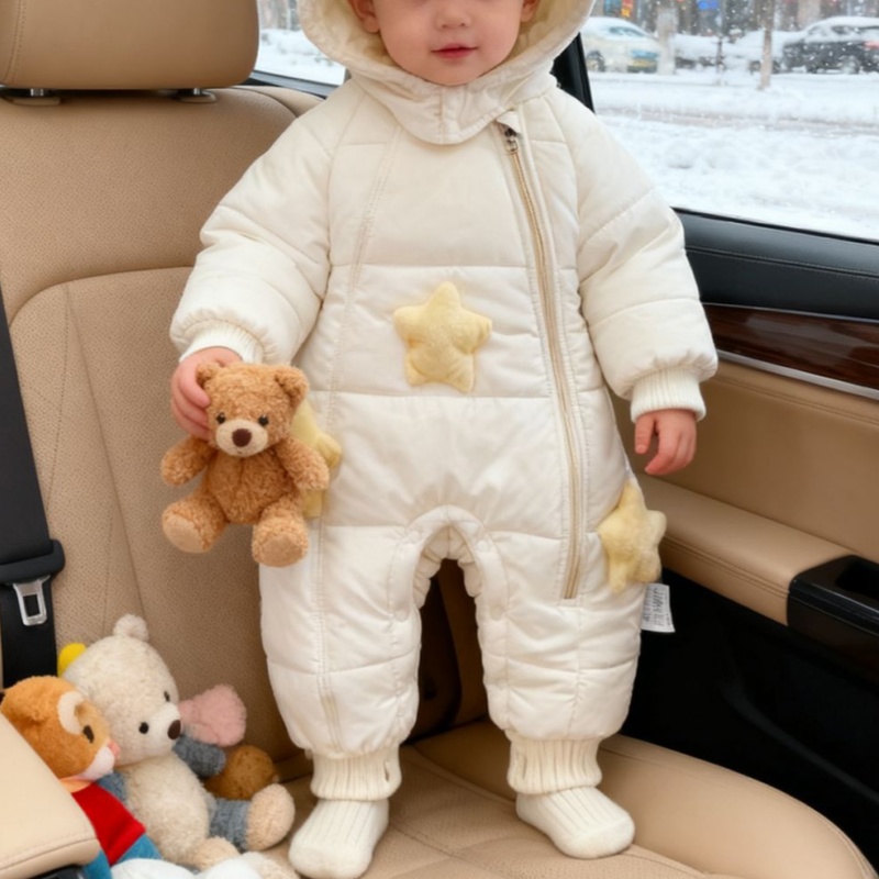 Baby Unisex Star Pointed Hat Padded Long Sleeve Romper