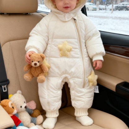 Baby Unisex Star Pointed Hat Padded Long Sleeve Romper