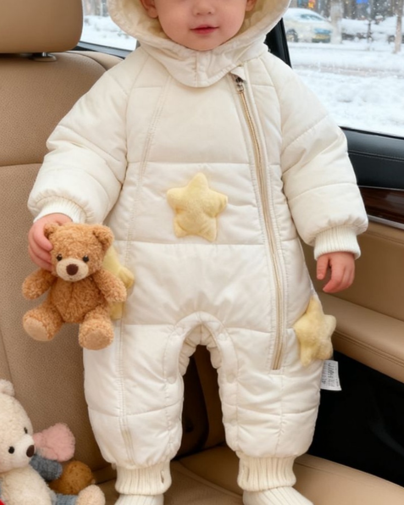 Baby Unisex Star Pointed Hat Padded Long Sleeve Romper