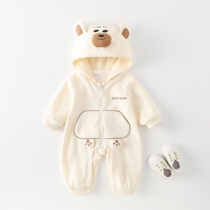 Cartoon Bear Hooded Baby Romper Outfit