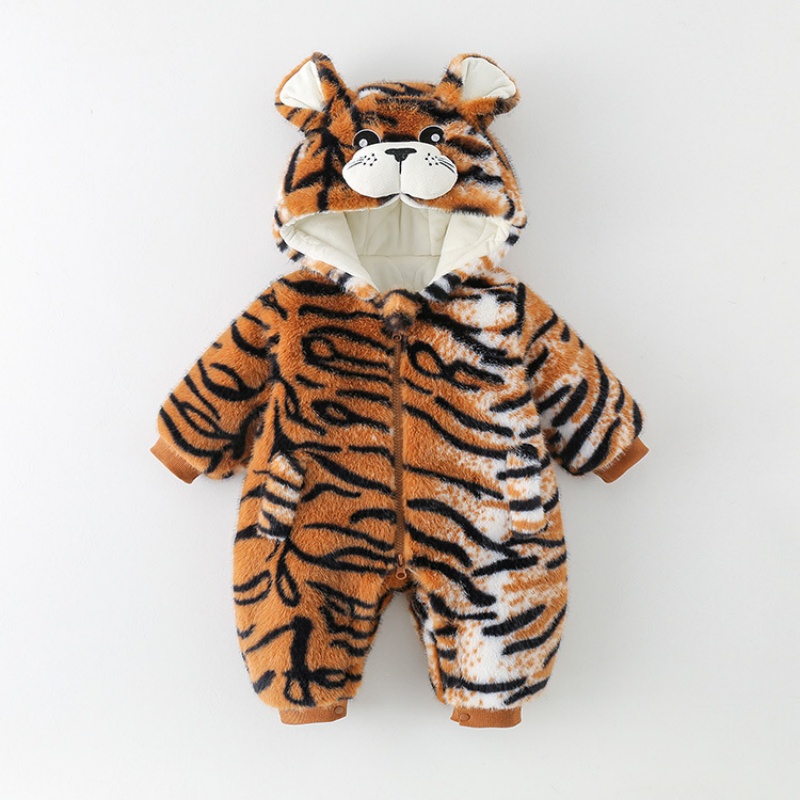 Baby Boy Cute Tiger Hooded Padded Romper
