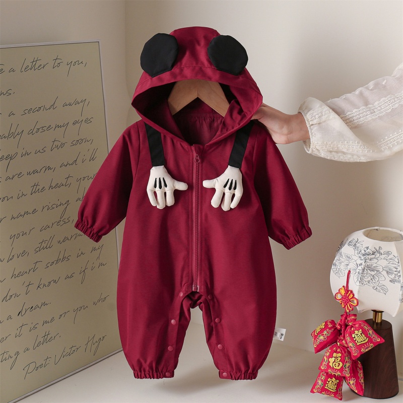 Baby Hooded Cartoon Windbreaker Romper
